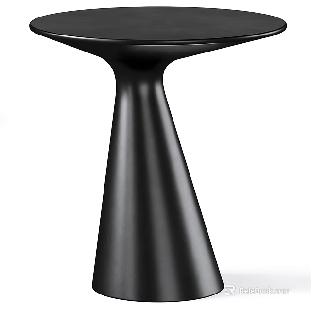 Modern Black Side Table With Sleek Conical Base And Smooth Surface 3d model 