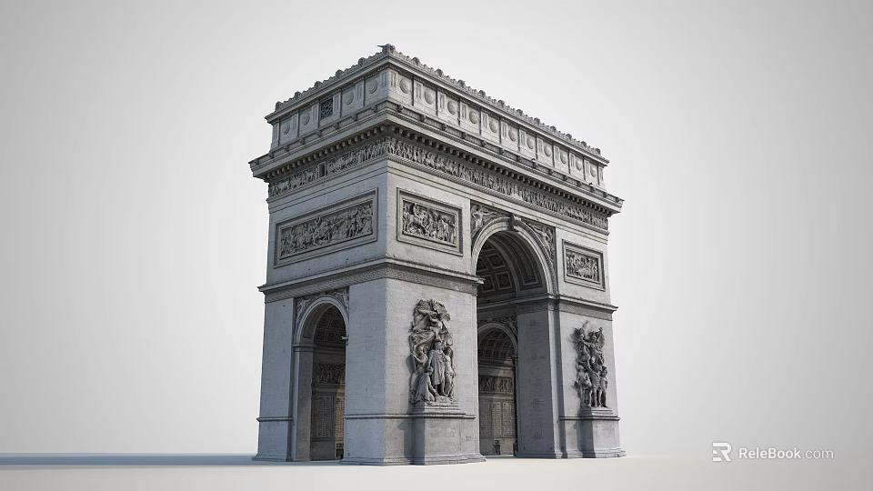 Historic Classical Building Facade With Intricate Relief Carvings And Arched Structures 3d model 
