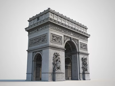 Historic Classical Building Facade With Intricate Relief Carvings And Arched Structures 3d model