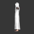 Middle Eastern Man In Traditional White Robe With Headscarf Standing Arms Outstretched On Dark Background