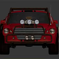 Red Vintage Muscle Car With Open Hood Exposed Engine And Roof Rack