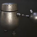 Smart Machine With Metallic Vintage Design Spherical Arms Round Head And Small Feet