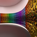Colorful Rainbow Art Installation With Curved Interactive Wall In Gallery Space