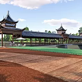 Chinese Landscape Bridge Covered Bridge Wind and Rain Covered Bridge Junzhai Bridge 3d model