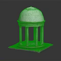 Classical Architectural Model With White Dome And Stone Columns On Square Base With Grass