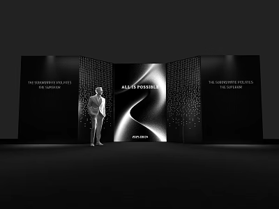 Renault Modern Photo Spot With Black Background All Is Possible Lettering And Illuminated Decor 3d model