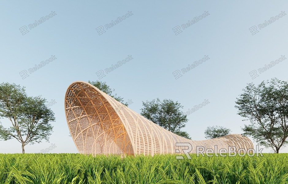 Modern Gallery Frame Landscape Gallery Frame Curved Gallery Frame Landscape Structure Bamboo Art Structure Bamboo Art Gallery Frame model