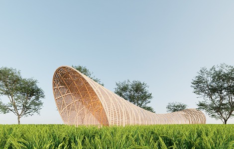 Modern Gallery Frame Landscape Gallery Frame Curved Gallery Frame Landscape Structure Bamboo Art Structure Bamboo Art Gallery Frame 3d model