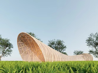 Modern Gallery Frame Landscape Gallery Frame Curved Gallery Frame Landscape Structure Bamboo Art Structure Bamboo Art Gallery Frame 3d model