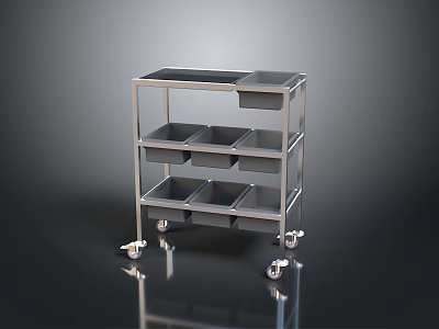 Stainless Steel Multilayer Utility Cart With Storage Compartments And Wheels For Kitchen Organization 3d model