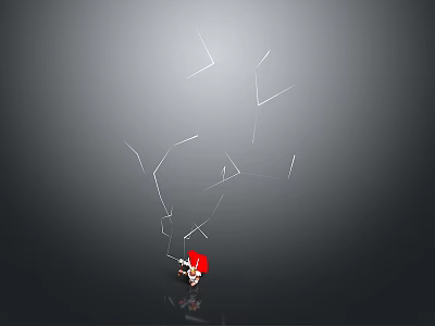 Man in Red Clothing Standing Against Gray Background With White Cracked Lines 3d model