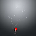 Man in Red Clothing Standing Against Gray Background With White Cracked Lines