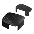 Modern Marble Top Coffee Tables With Black Frame And Geometric Design 3d model