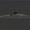 Realistic 3D Terrain Model With Green Mountain Topography And Volcanic Crater