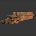 Natural Wood and Stone Stacked Fragments with Orange Gray Textured Surface
