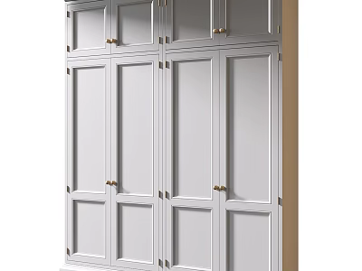 Sleek Entryway Cabinet Sideboard With White Doors Gold Handles And Modern Design 3d model