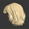 Blonde Curly Wig With Fringe Bangs On Smooth Reflective Surface