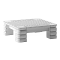Wooden Modern Coffee Table With Slatted Top And Stacked Cylindrical Legs