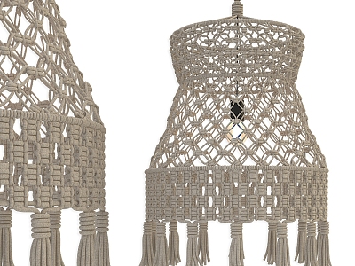 Bohemian natural holiday lace lampshade chandelier 3d model