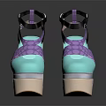 Fashionable Platform Sandals with Teal Purple Snake Print Straps and Thick Stylish Soles