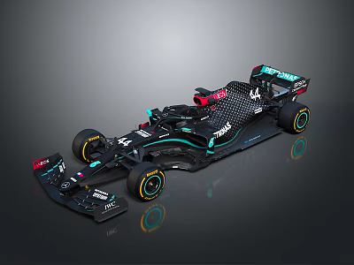 Black And Green Formula 1 Racing Car With Number 44 Sleek Aerodynamic Design 3d model