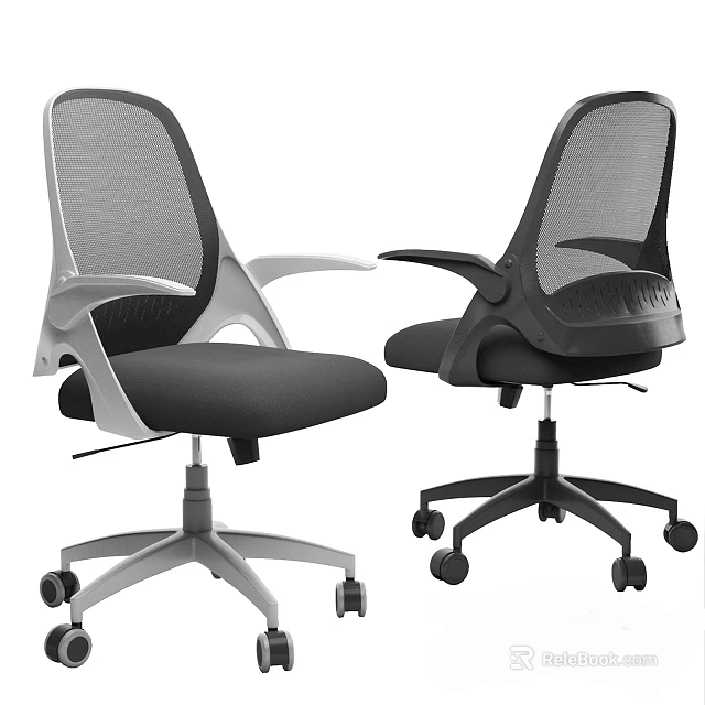 Ergonomic Office Chair With Mesh Back Adjustable Armrests And Swivel Wheels 3d model 