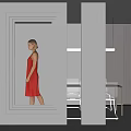 Modern White Partition With Framed Mirror In Bright Open Living Space 3d model