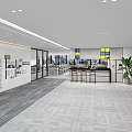 Modern Office Interior Design With Jindata Logo And Wavy White Wall Pattern