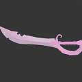 Unique Curved Blade Weapon With Silver Metal Serrated Edge And Brown Wooden Handle