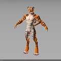 Tiger Human Hybrid Character 3D Model With Striped Fur And Muscular Body