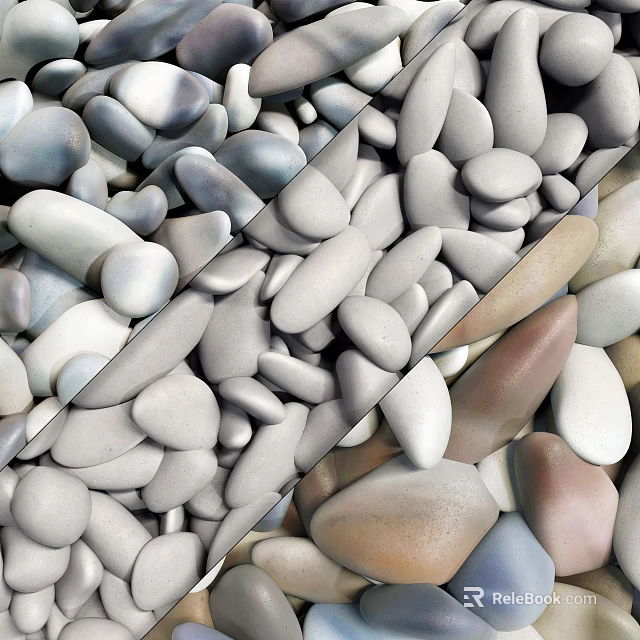 Natural Stones and Wood Materials with Smooth Surfaces and Rustic Texture for Decorative Use 3d model 