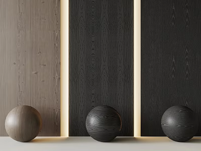 Wall Panels In Varied Tones With Decorative Spheres And Lighting 3d model