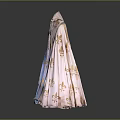 Pink And Blue Cloak With Gold Floral Patterns And Decorative Trim