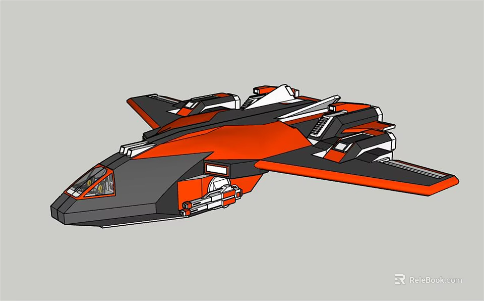 Futuristic Sci fi Fighter Jet Featuring Red And Black Aerodynamic Design 3d model 