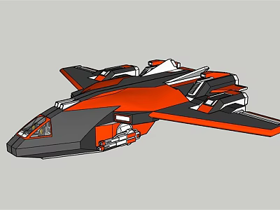 Futuristic Sci fi Fighter Jet Featuring Red And Black Aerodynamic Design 3d model