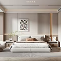 Modern Bedroom Interior Design With Bed Accent Chair Decorative Painting And Wardrobe