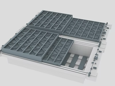 Industrial Equipment Metal Grating Platform Structure Featuring Heavy Duty Frame Components 3d model