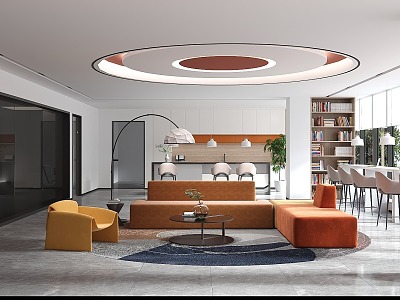 Leisure Area Coffee Room Study Room Book Bar Sofa Combination model