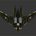 Futuristic Black And Green Spacecraft With Multiple Thrusters And Wing Structure For Interstellar Exploration 3d model