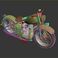 Vintage Yellow Motorcycle With Red Seat White Rims And Dark Tires