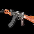 Classic AK Rifle With Wooden Stock Black Barrel And Detachable Magazine
