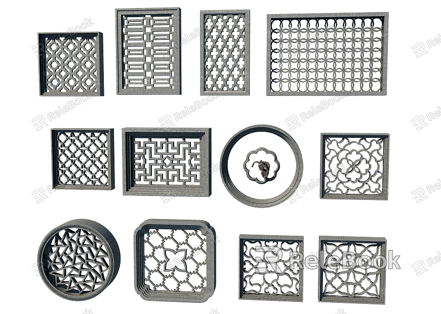 New Chinese-style openwork window grilles model