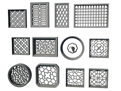 Decorative Lattice Windows With Various Ornate Patterns And Different Shapes For Home Decoration 3d model