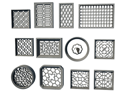 New Chinese-style openwork window grilles 3d model