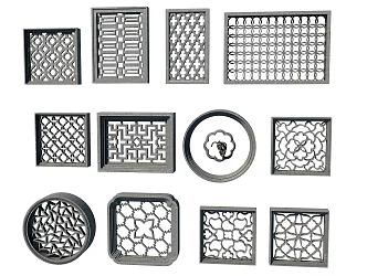 New Chinese-style openwork window grilles 3d model
