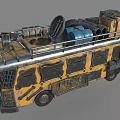 Modified Armored Combat Car With Roof Mounted Weapon Fuel Barrels And Cargo Boxes