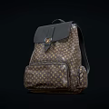 Luxury Designer Backpack With Classic Monogram Pattern Black Leather Top And Gold Buckle