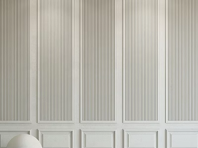 White Wall Paneling Design With Vertical Lines For Modern Interior 3d model
