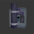 Industrial Mechanical Equipment With Cylindrical Pipe White Straps Gray Structure And Display Panel