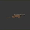 Old Cannon Historical Military Weapon With Wooden Wheels Metal Barrel And Ropes